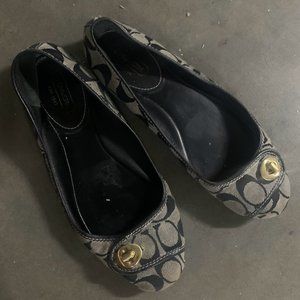 Coach Black Grey Flats Size 8